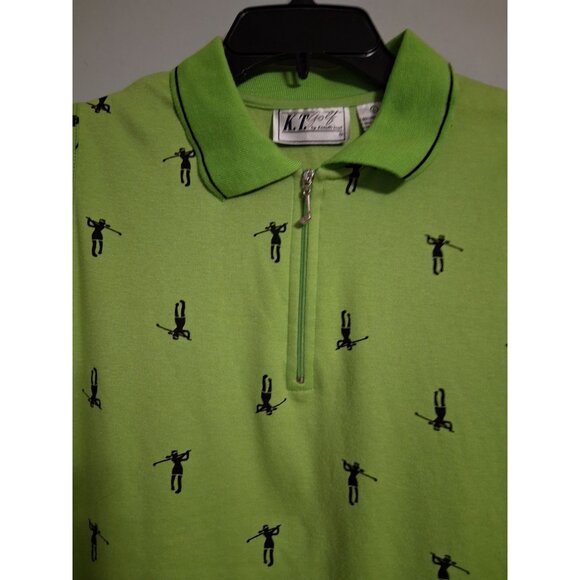 K.T. Golf Keneth Tool Green Top Zipper Size L Golfers Sleeveless - Picture 3 of 7